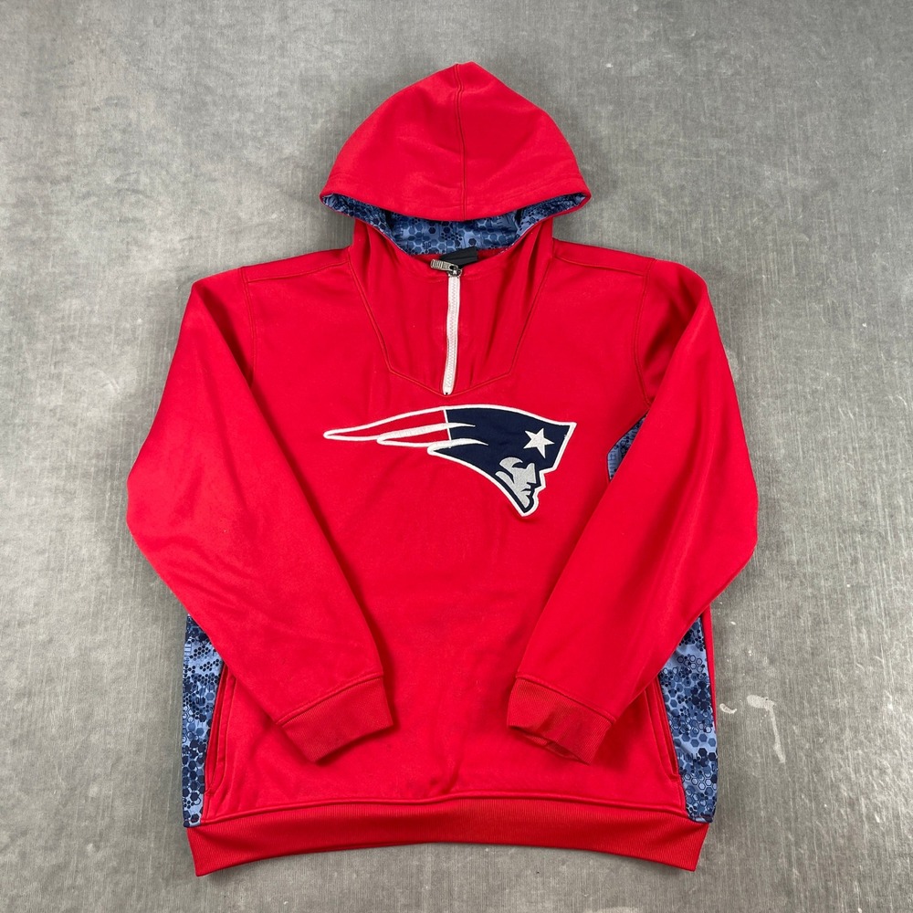 New England Patriots Kids L 14/16 Red Quarter-Zip Hoodie Camo Accents NFL